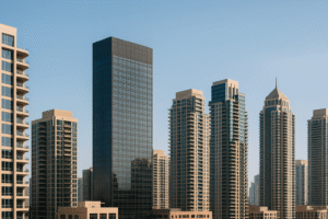Hrithik Roshan real estate news visualized through a modern cityscape featuring luxury high-rise buildings in Mumbai